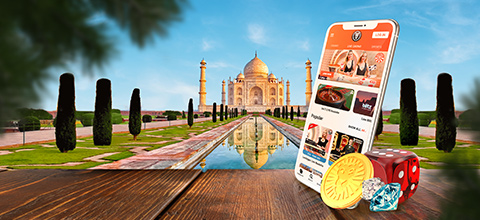 promo banner - Leo vegas on mobile behind taj mahal