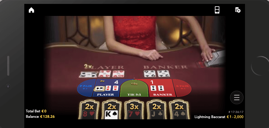 Lightning Baccarat on mobile device