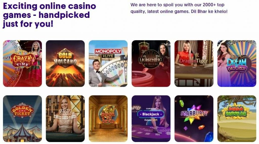 Indian picked live casino games on Casumo