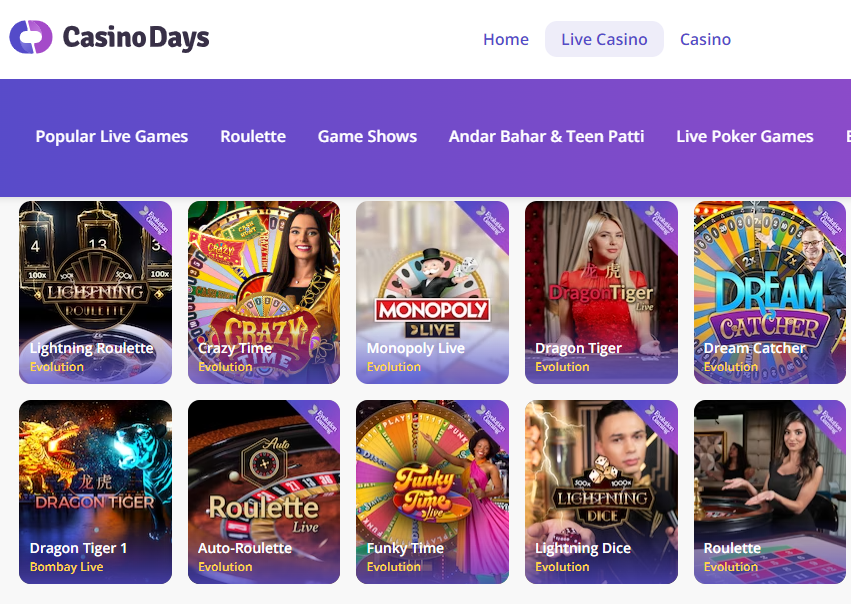 casino days live games